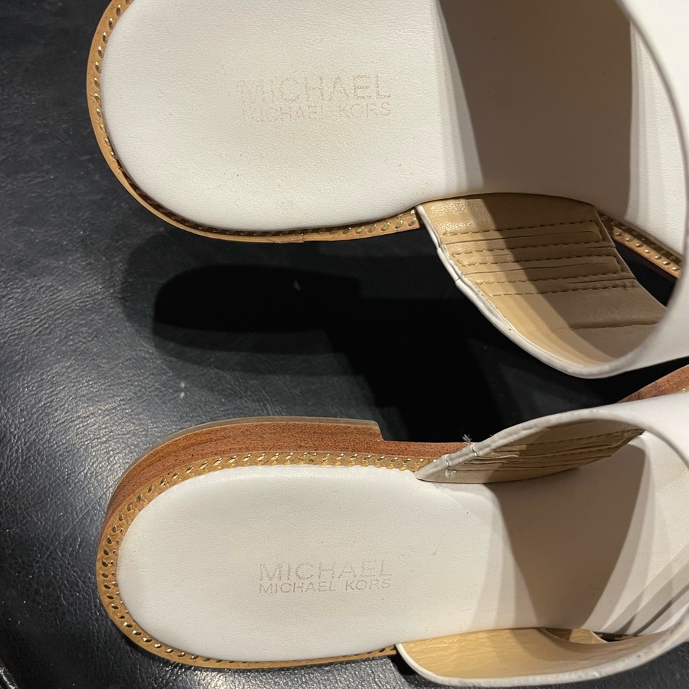 Michael Kors Leather Ring Toe flop Slides Slipon Sandals Strap Asymmetric 8 - Picture 4 of 8
